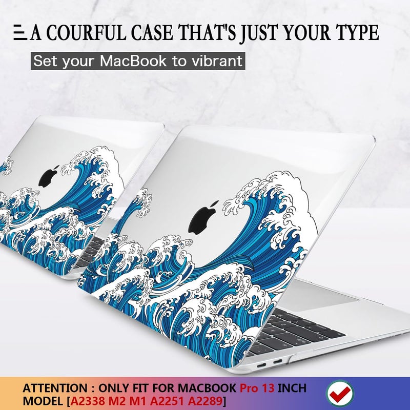 CISSOOK Wave Case for MacBook Pro 13 inch Case 2023 2022 2021 2020 Release  Ocean Hard Shell Cover for MacBook Pro 13 with Touch Bar M2 Chip A2338 M1 A2251 A2289 with Keyboard Cover +Screen Protector - Image 3